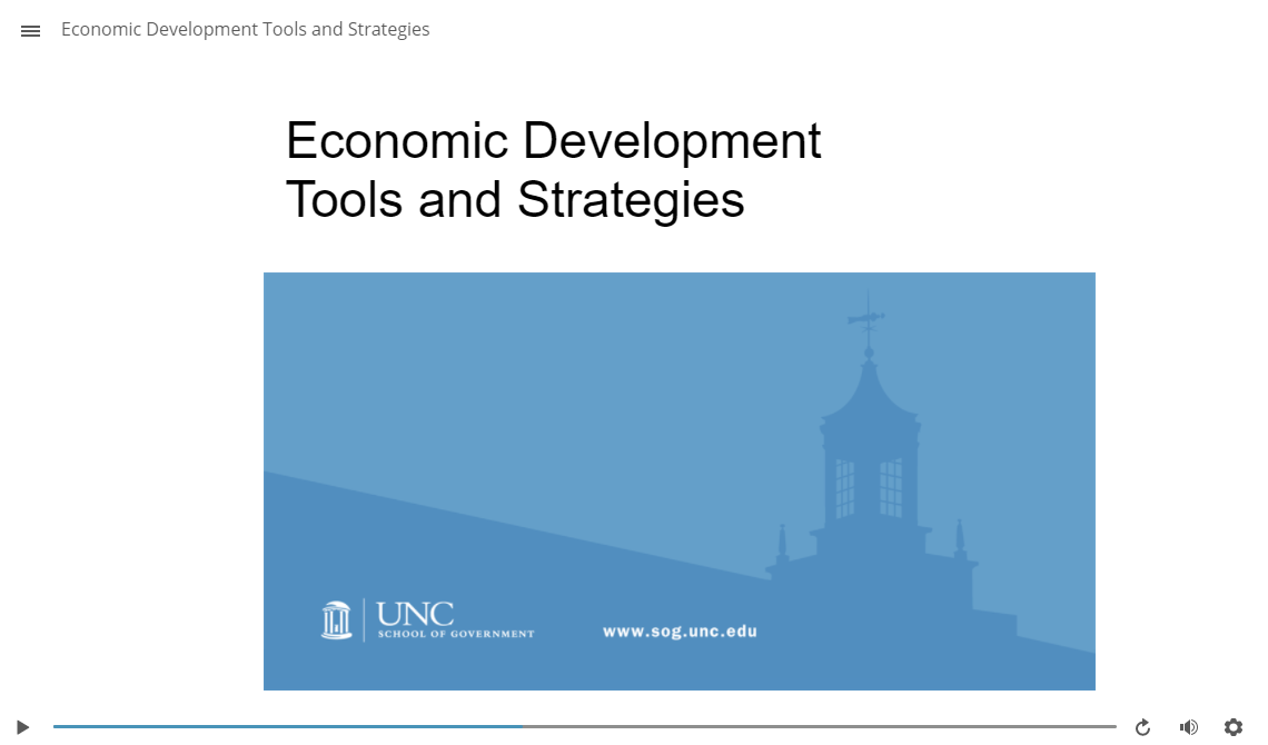 Screenshot image of Economic Development online learning module